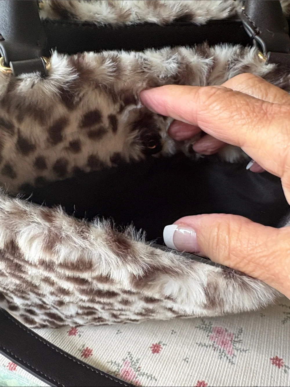 Karl Lagerfeld Faux Fur Leopard Satchel - Brown & White